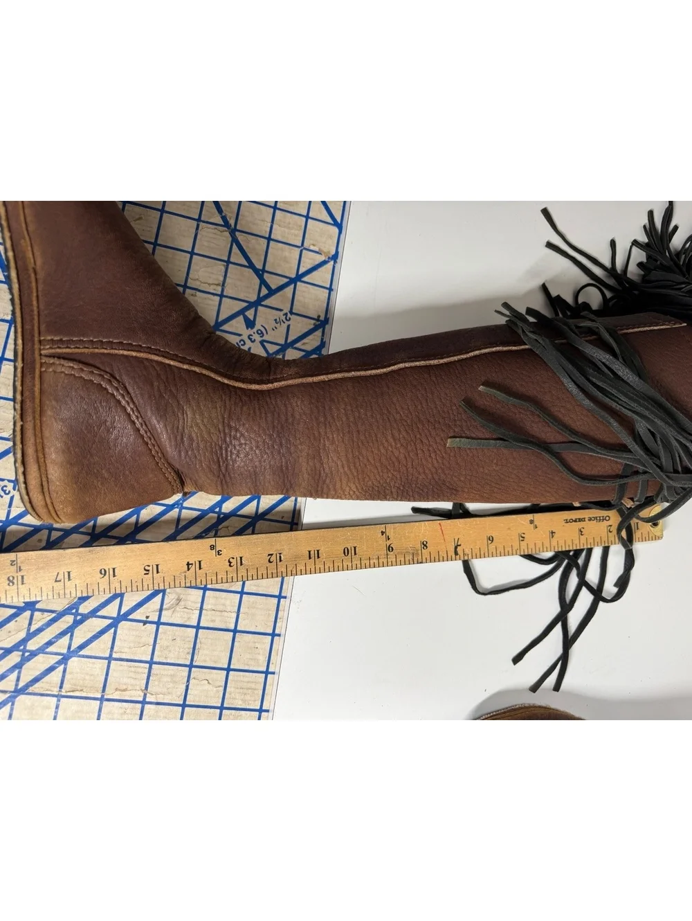 Vintage Handmade Leather Fringe Renaissance Boots Boho Festival Knee High